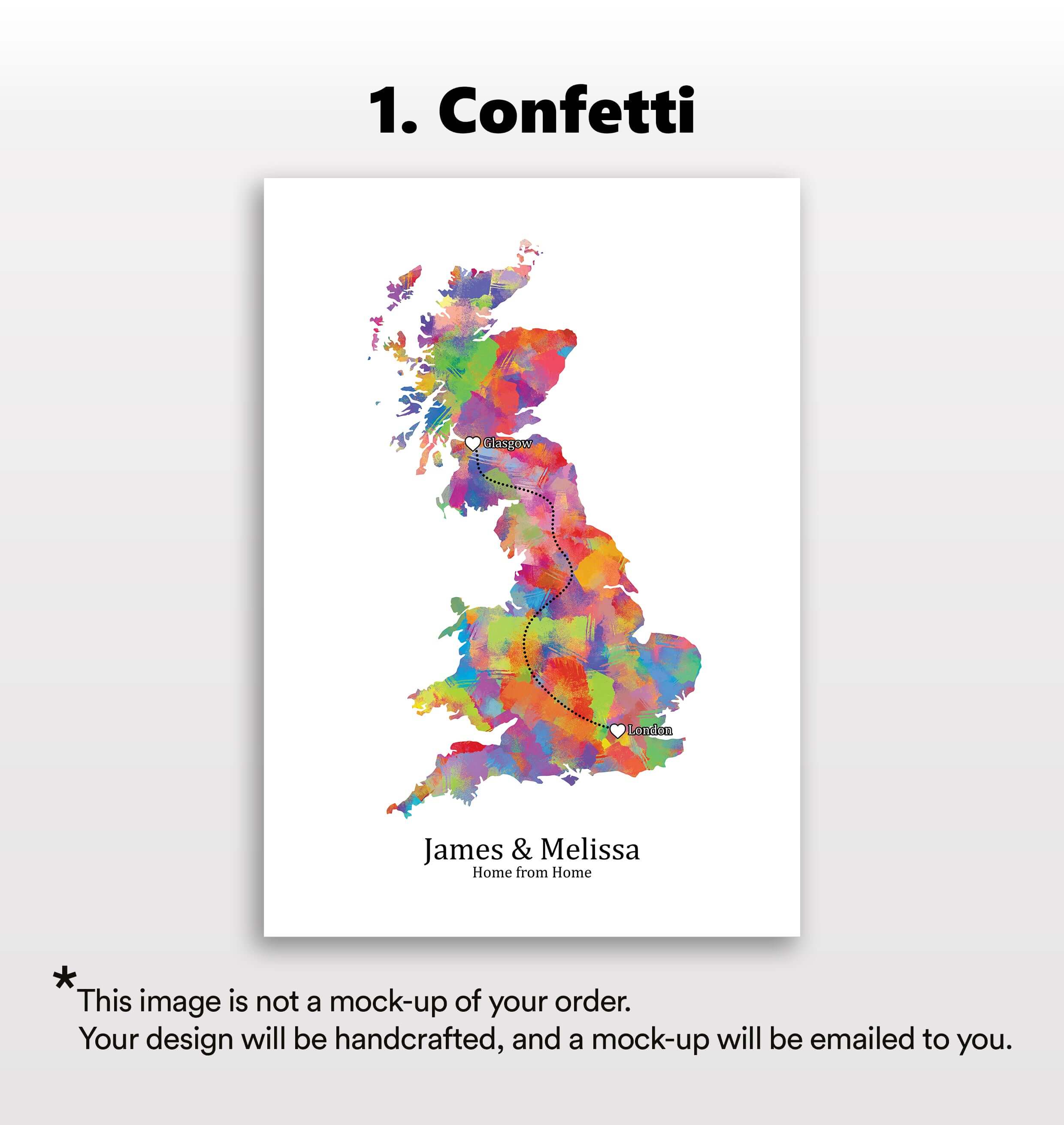 Personalised Portrait Two Location Print 2.0 - Custom Line