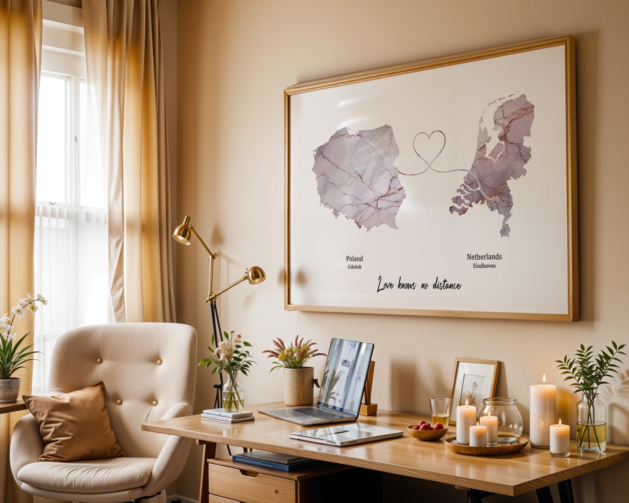 Personalised two location Print 2.0 - Marble Effect - Custom Line