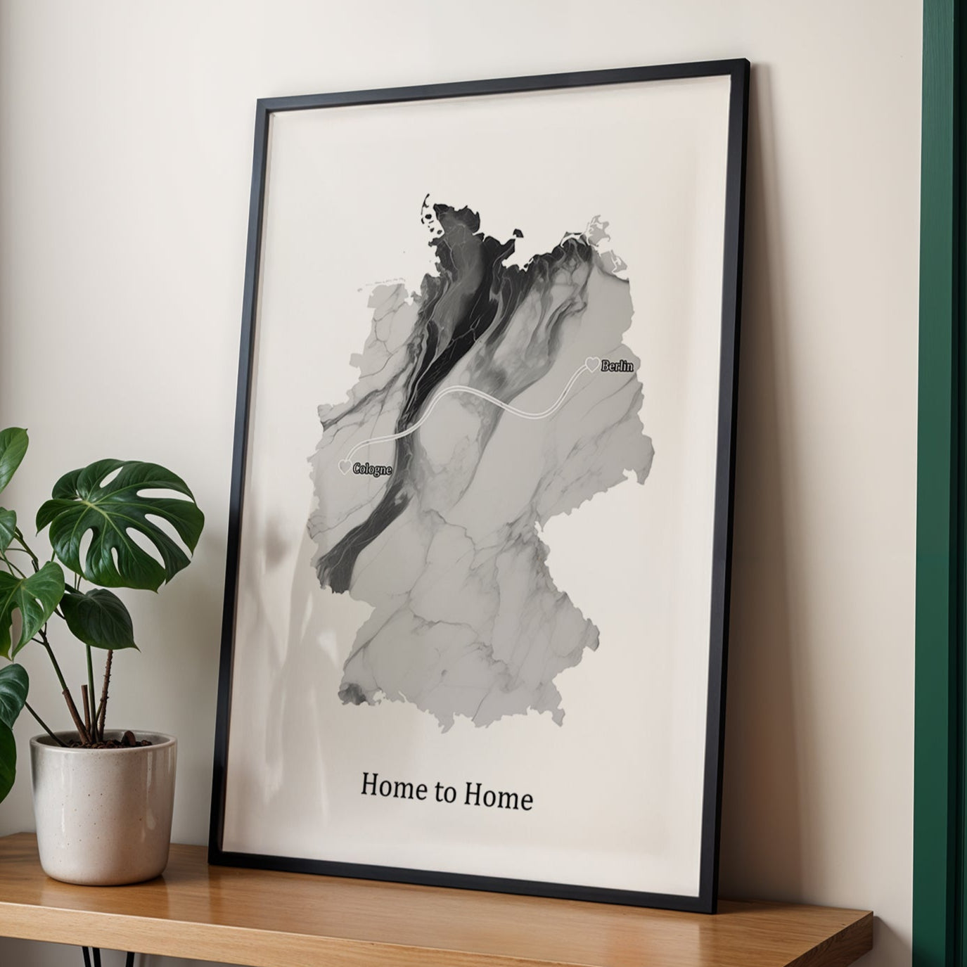 Personalized Light Marble Effect Map Print - Any Country