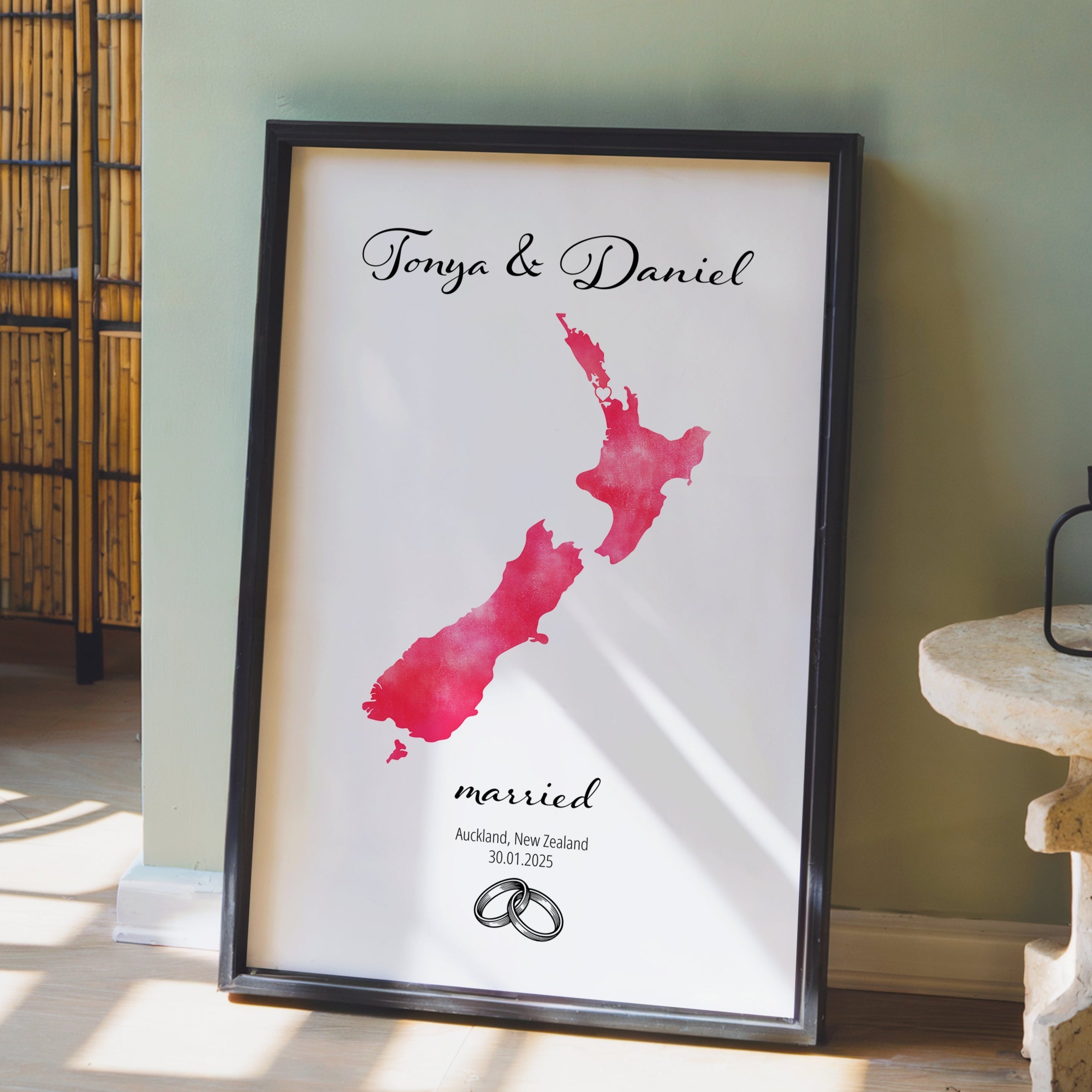 Personalized Married Map Print - Any Country - Poster - Available In 8 Different Colours