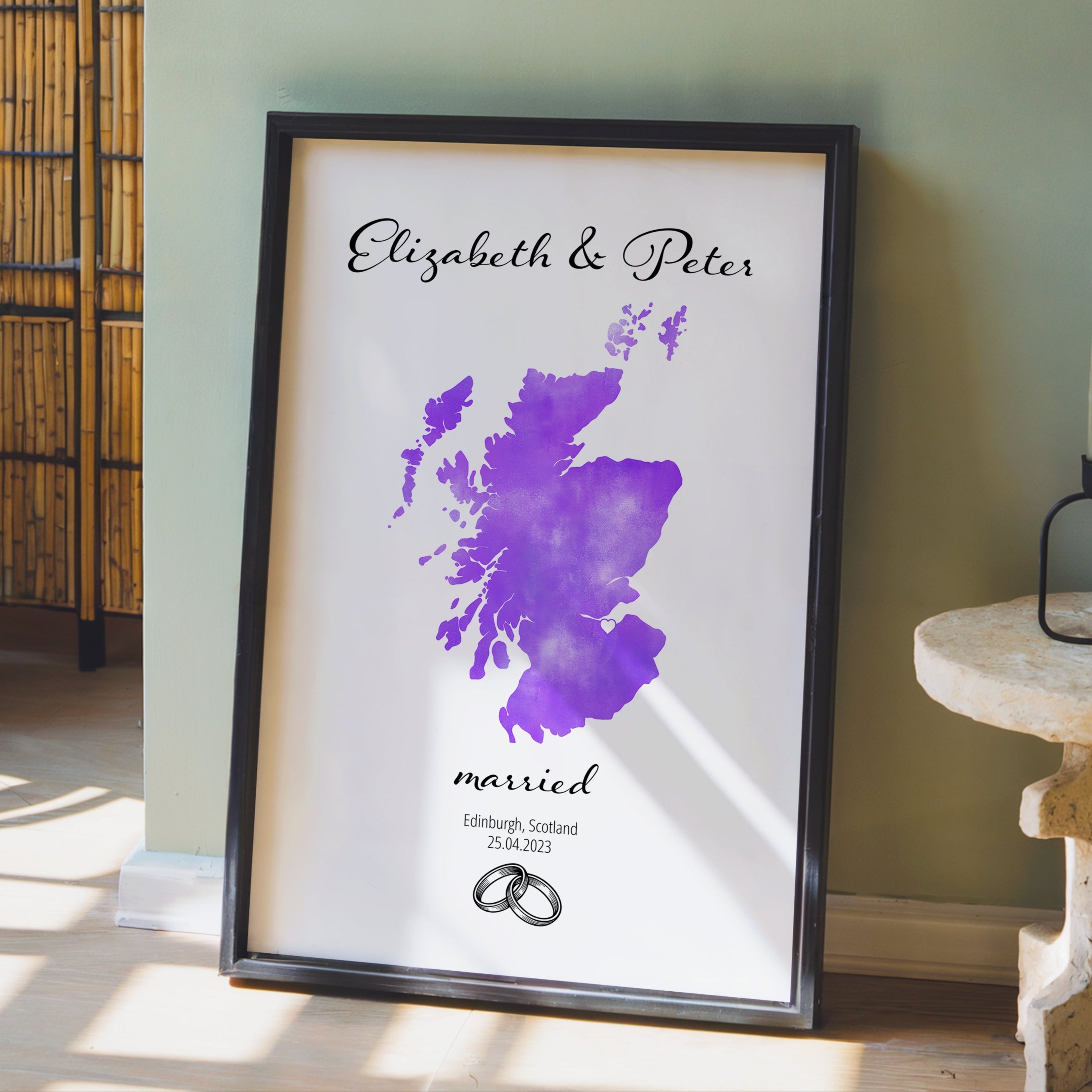 Personalized Married Map Print - Any Country - Poster - Available In 8 Different Colours