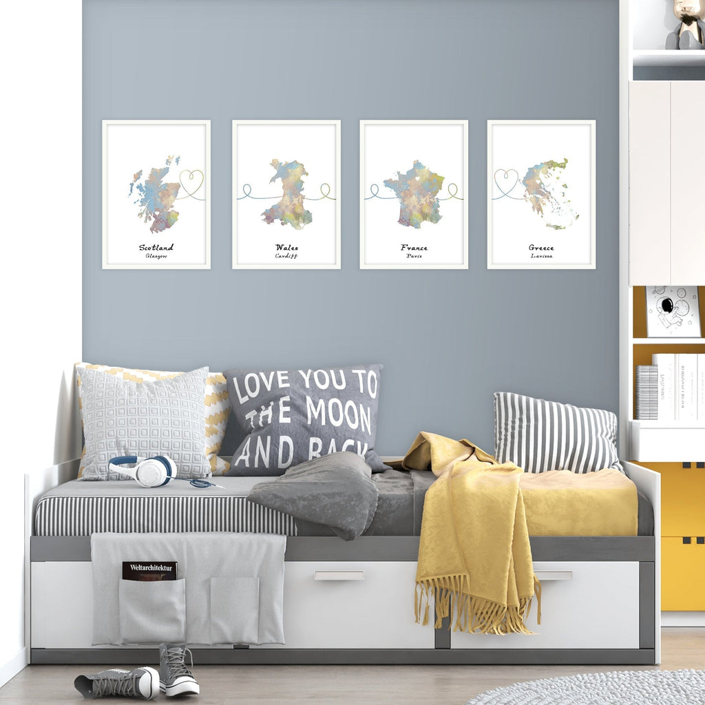 Personalised Four Location Prints