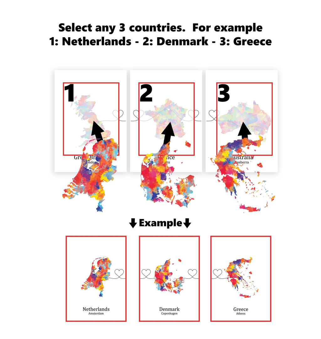 Personalised Three Location Prints 2.0 - Custom Line (Digital File Only)