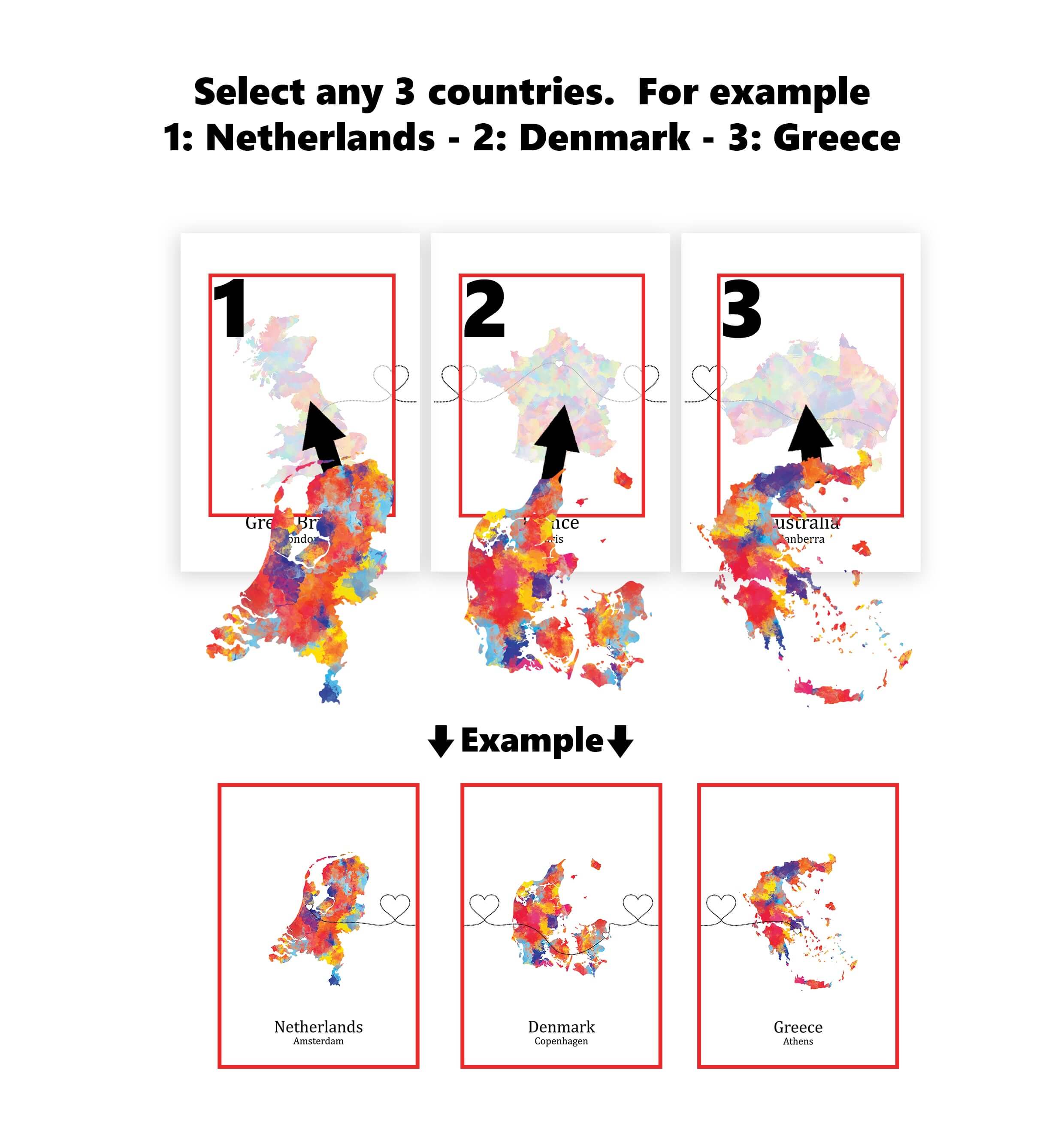 Personalised Three Location Prints 2.0 - Custom Line (Digital File Only)