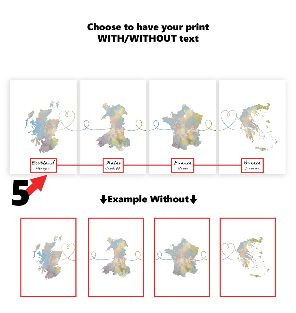 Personalised Four Location Prints