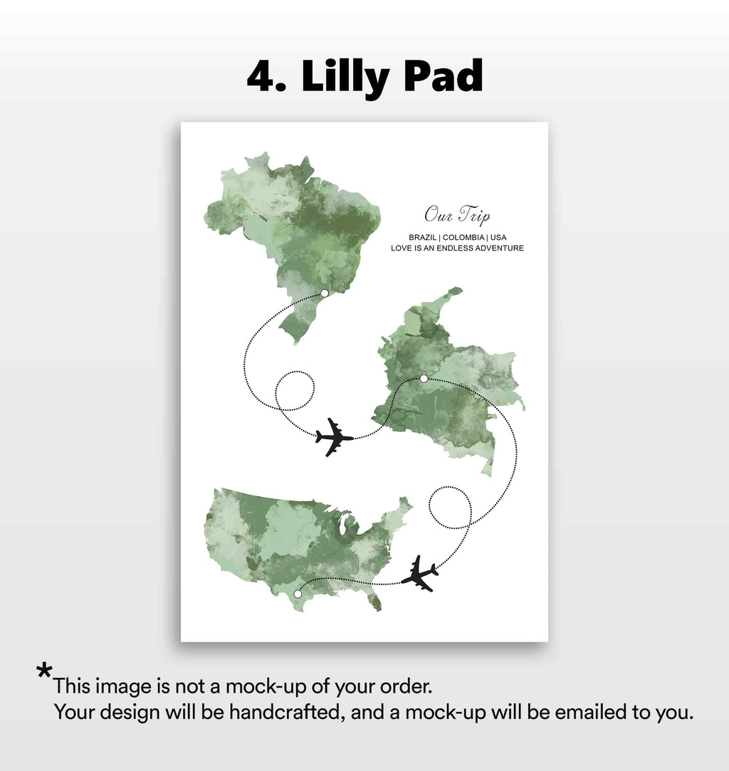 Personalised Three Location Portrait Print 2.0 - Custom Plane Line