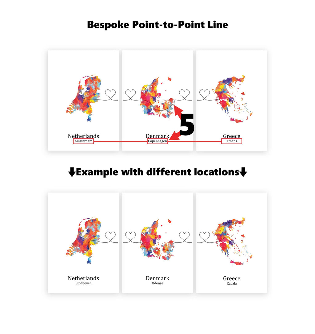 Personalised Three Location Prints 2.0 - Custom Line (Digital File Only)