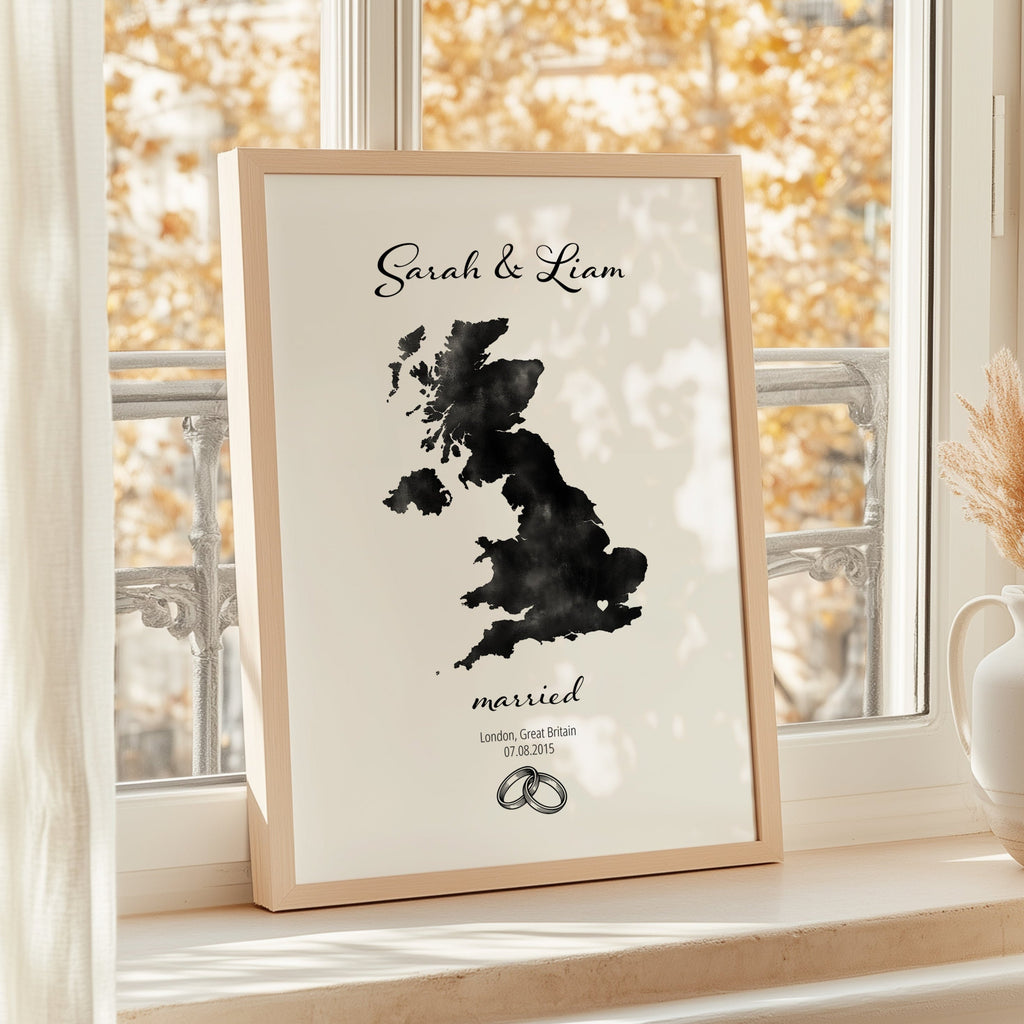 Personalized Married Map Print - Any Country - Poster - Available In 8 Different Colours