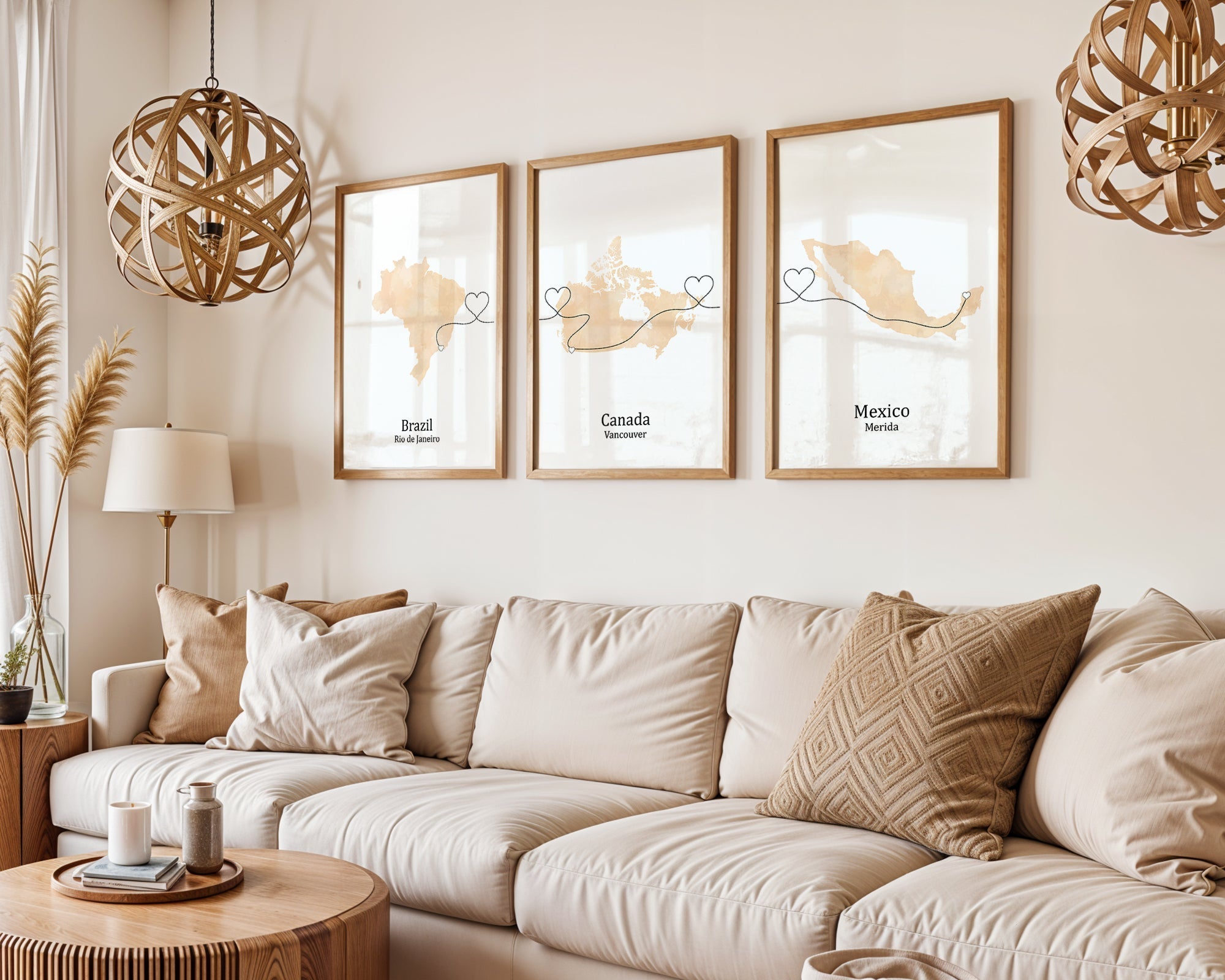 Personalised Three Location Prints 2.0 - Custom Line (Digital File Only)