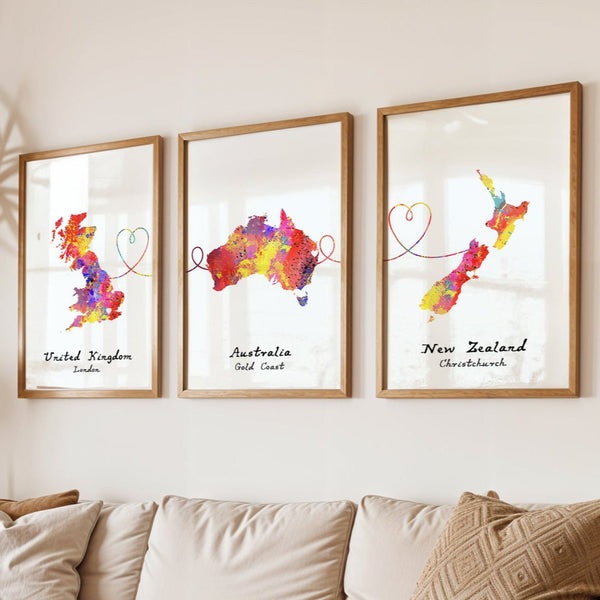 Personalised Three Location Prints