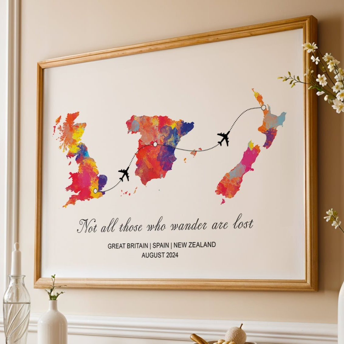Personalised Three Location Print 2.0 - Custom Plane Line